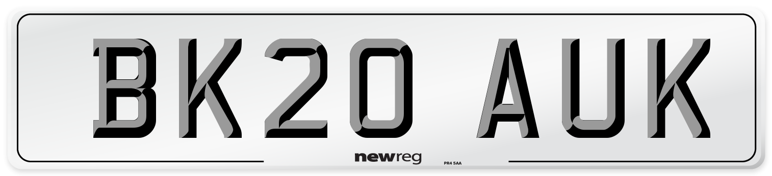 BK20 AUK Number Plate from New Reg